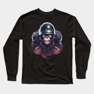 Angry gorilla in helmet Long Sleeve T-Shirt